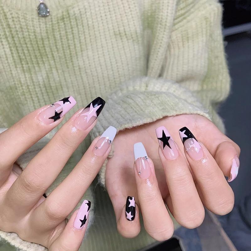 Product Introduction of [Free Jelly Glue] French Manicure Short False Nails Manicure Fake Nails Fake Nails Cute Fake Nails Angry Nails Short Nail Polish 9