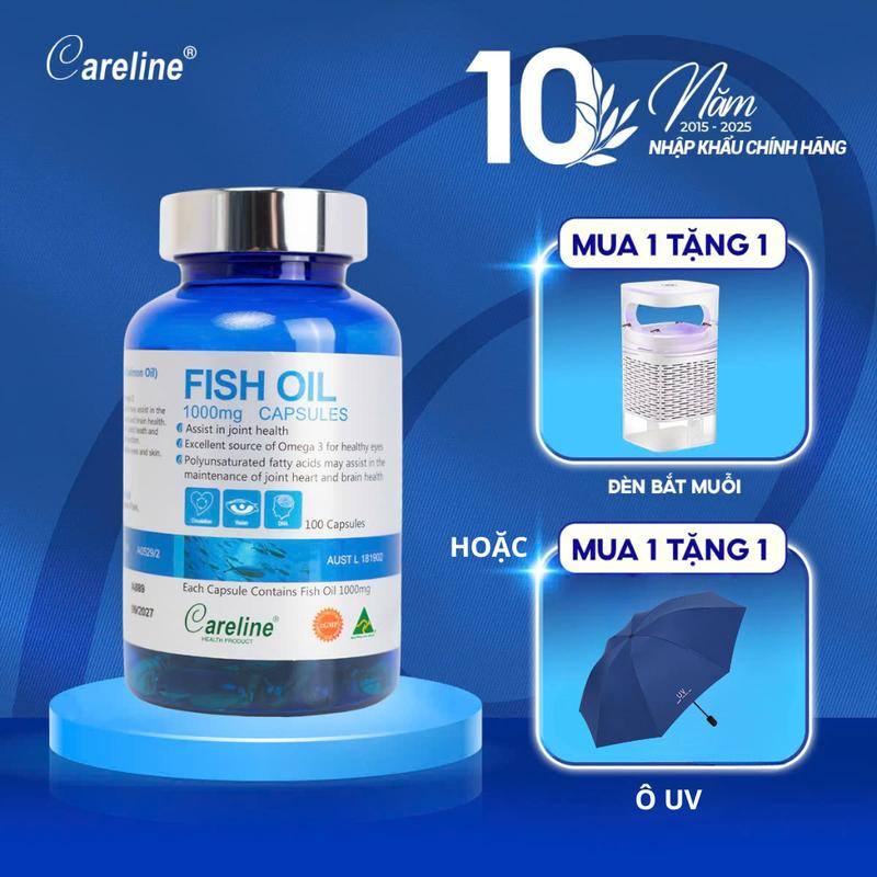 [CHỌN QUÀ] Dầu cá Careline Omega3 Fish Oil chiết xuất từ cá hồi tự nhiên - Bổ sung Omega 3 tốt cho tim mạch, hỗ trợ chăm sóc mắt, trí não