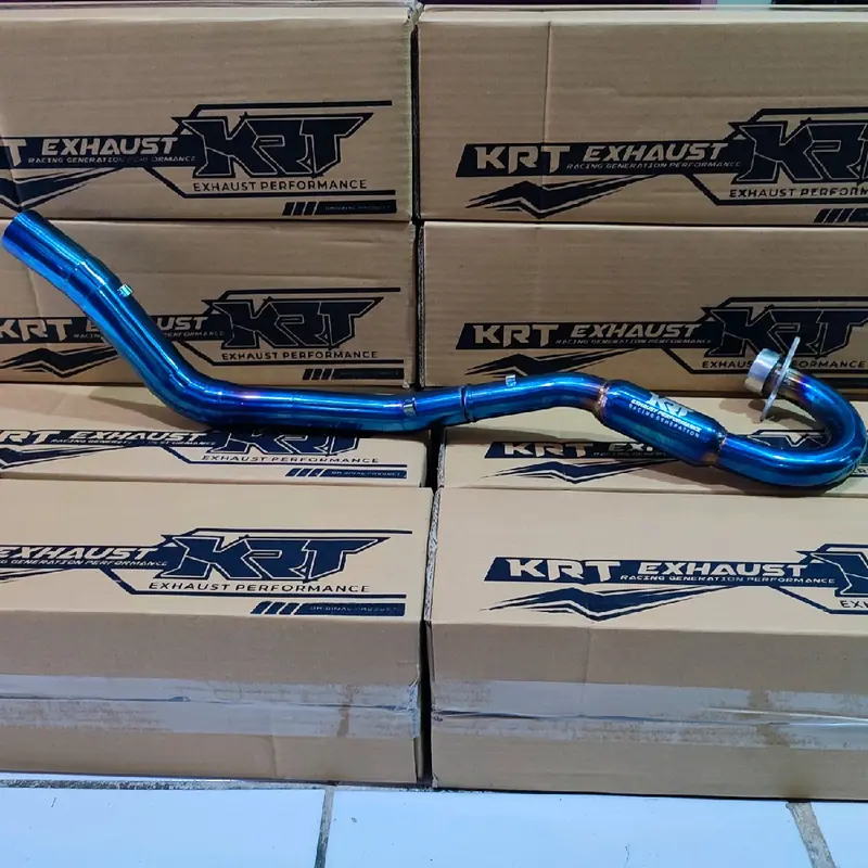 Leher Knalpot Racing Klx Crf Dtracker Wr155 Original KRT Blue Full Biru 38mm Bending Stainlis 2