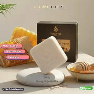 HAVARYU HONEY GLOW Sabun Mencerahkan Melembutkan & Mengencangkan Wajah dengan Niacinamide Madu & Goat Milk BPOM 35gr untuk Kulit Cerah Halus dan Glowing