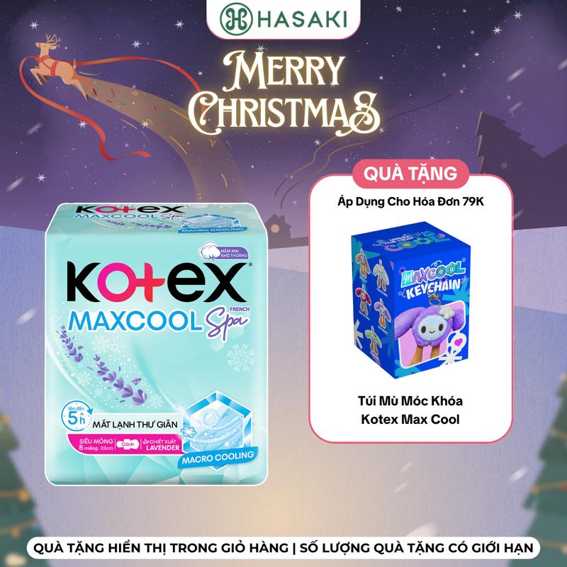   HÓA ĐƠN 79K TẶNG MÓC KHÓA  Băng Vệ Sinh Kotex Max Cool Siêu Mỏng Cánh 8+1 Miếng  Mẫu Ngẫu Nhiên  | HASAKI BEAUTY 