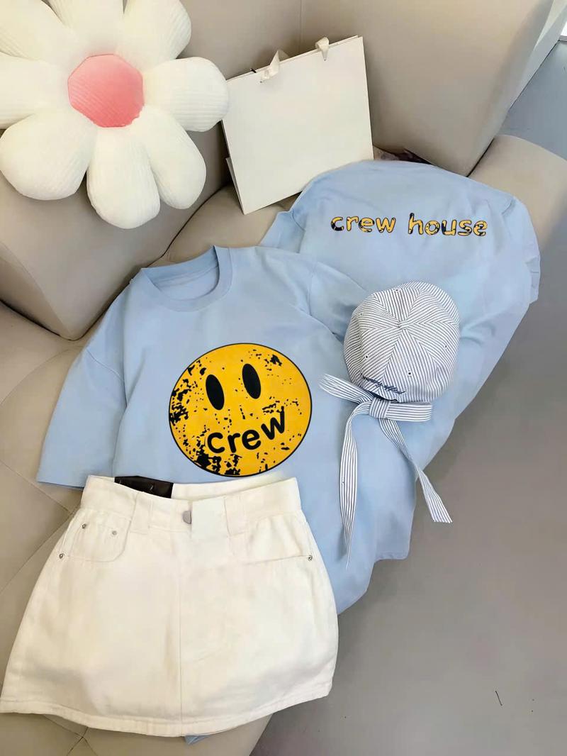 Product Introduction of Áo Phông cotton 4 chiều mịn mát- chữ C.R.E.W in pét 2 mặt ( Free size 40-70kg) 15