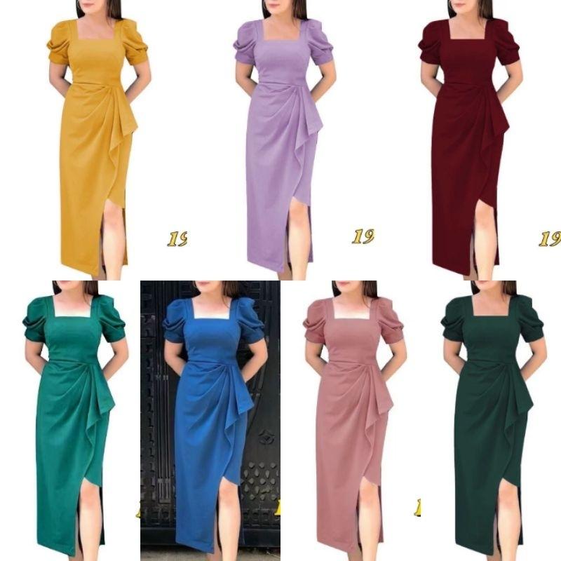 HQT FASHION SQUARE NECK ELEGANT SLIT MIDI PLUS SIZE DRESS - TikTok Shop ...