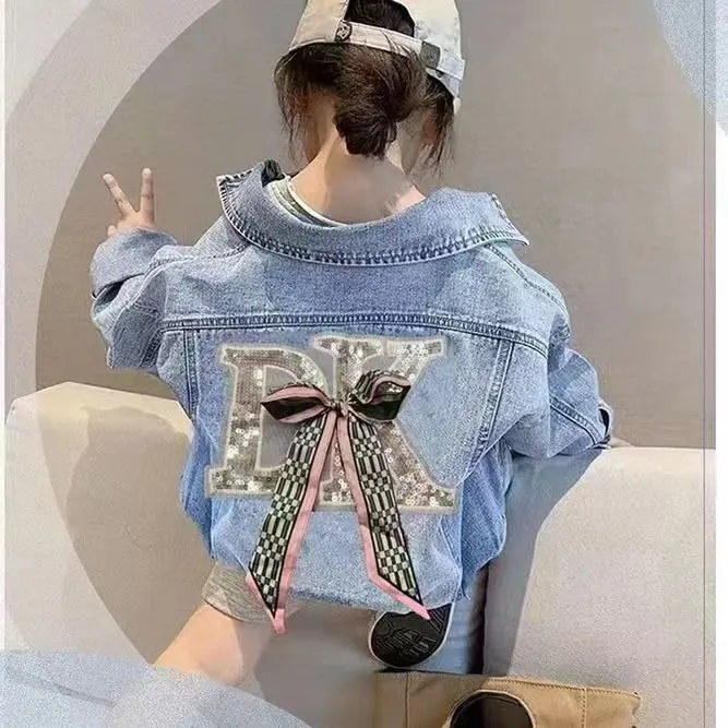 JAKET JEANS ANAK - JAKET KEKINIAN ANAK CEWEK OUTER JEANS CROP ANAK PEREMPUAN JAKET ANAK REMAJA TANGGUNG 1