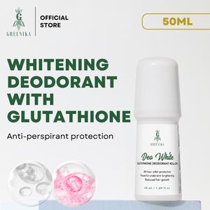 [ BRIGHTENING DEO ROLL ON ] Greenika DeoWhite Glutathione Deodorant – No Scent, Brightening Roll-On, Underarm Lightening, Antiperspirant, Odor Control & Skin Toner, Natural Dark Spot Corrector & Deodorant for Women & Men 50ml