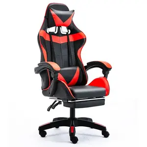Harga Spesial Ukuran Besar Kursi gaming, kursi e-sports, kursi kerja PU reclining, kursi kantor, kursi ergonomis Tidak ada fungsi pijat Roda Besi Chairs Furniture Sandaran - WS-G01 BLACK RED