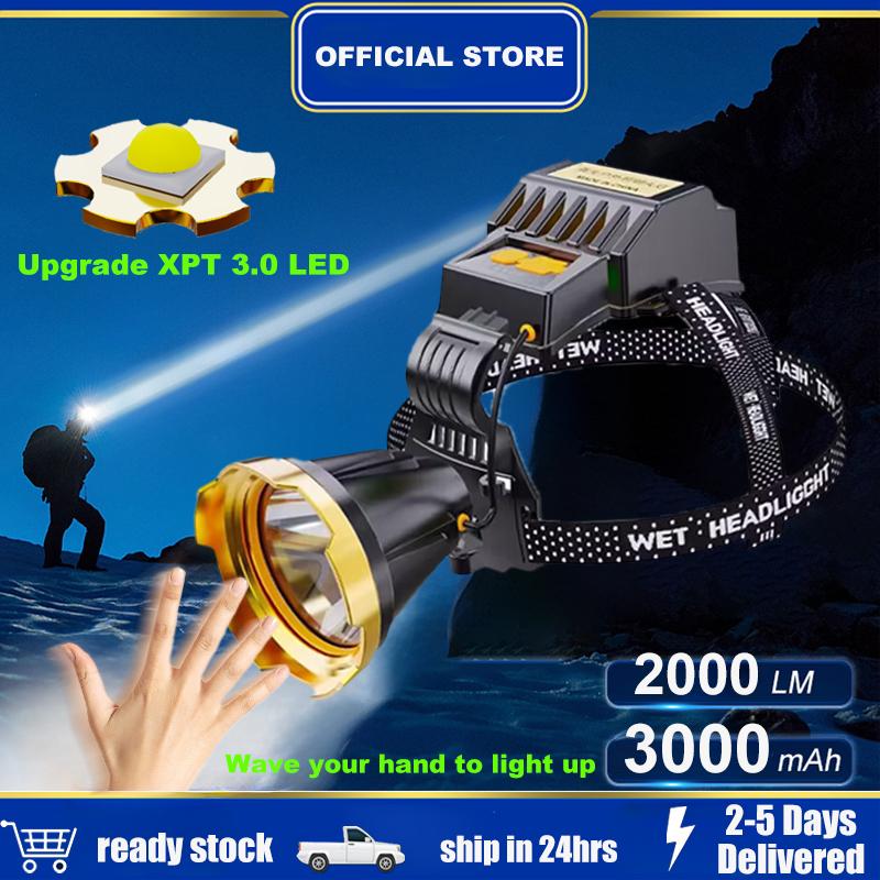 3000 mAh multi-function strong light flashlight high power head-mounted ...