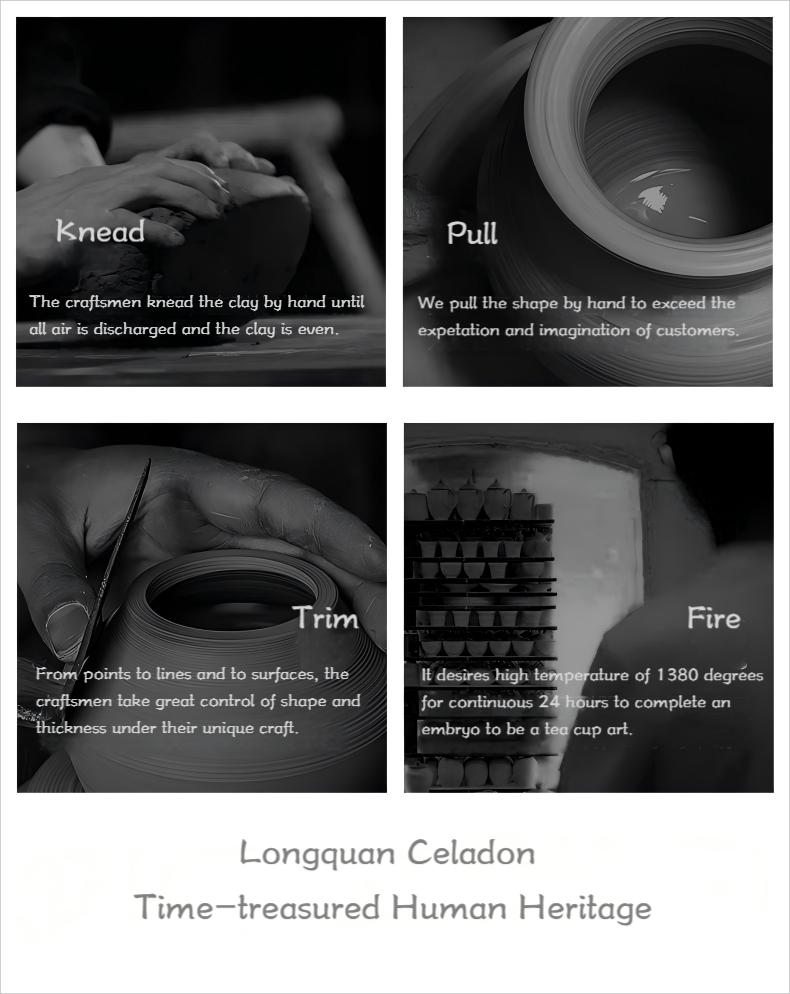 Product Introduction of Premium handmade tea cup,jumping knife master teacup,Kongfu tea set,Chawan,2025 new CNY promotion,home teaware,plum green,intangible culture heritage,high temperature firing Longquan celadon 11