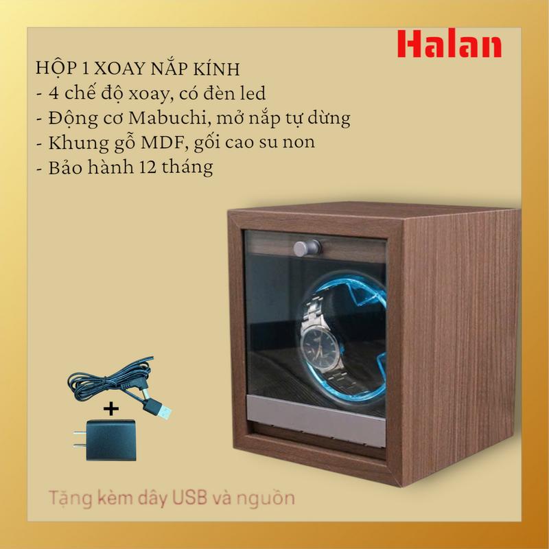    tặng kèm Adapter  Máy xoay 1 đồng hồ cơ - bằng Gỗ nắp bằng kính - có đèn led - 4 chế độ xoay - mở nắp tự dừng - giúp đồng hồ cơ luôn đúng giờ Decor Decor Phòng Trang Trí Nhà  không Treo Tường  