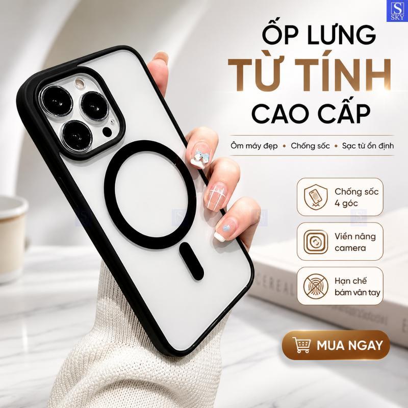 Ốp lưng iPhone trong suốt chống sốc - Hỗ trợ sạc không dây cho iphone 11 12 13 14 15 16 17 18 pro max