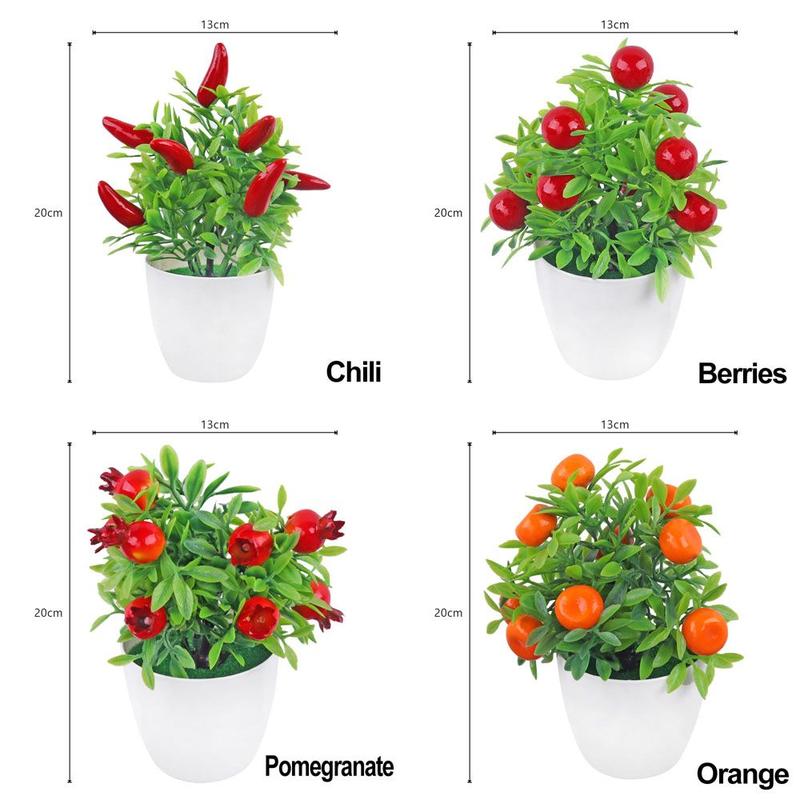 Đạo Cụ Chụp Ảnh Phryn, Đồ Trang Trí Sàn Cửa Sổ, Cây Nhân Tạo Trong Chậu Cây, Bonsai, Quả Mọng Cam Và Ớt, Đồ Trang Trí Nhà Cửa 2