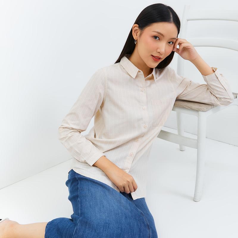 Geela Official - Aurelia Cream Stripe Shirt (G.11615) - Kemeja Wanita 3