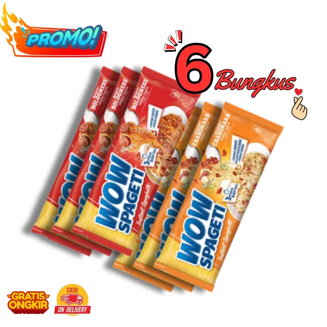 ( Isi 6 Pcs ) Wow Spageti Pasta Instan 88g