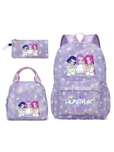 Set de Mochila para Mujer Kpop N Hunter Girl, Patrón de Dibujos Animados Cierre de Cremallera Moda Versátil Casual y Moderna para Estudiantes, Traslados Escolares y Compras