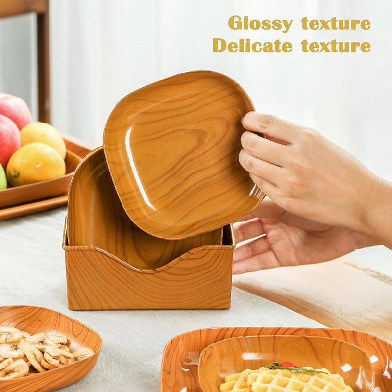 Product Introduction of Japanese-style Imitation Wood Grain Bone Spitting Dish, Household Tea Fruit Plate, Tea Tray, Plastic Bone Dish 17