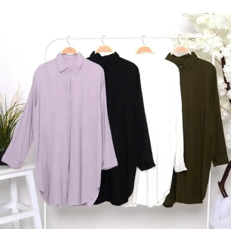Tunik Wanita Simple Elegan / Tunik Kemeja Crinkle Airflow / Atasan Tunik Kekinian Terbaru Murah 0
