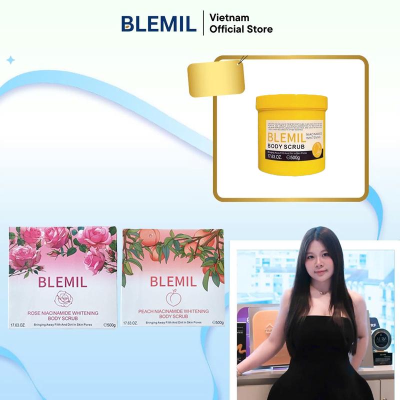 Mua 2 Tặng 1 Sữa Tắm Kiêm Tẩy Tế Bào Chết Hỗ Trợ Trắng Da Blemil Mùi #Hoa Hồng 500g + Tặng 1 TDC Mùi #Đào Tặng 1 TDC Mùi #Xoài