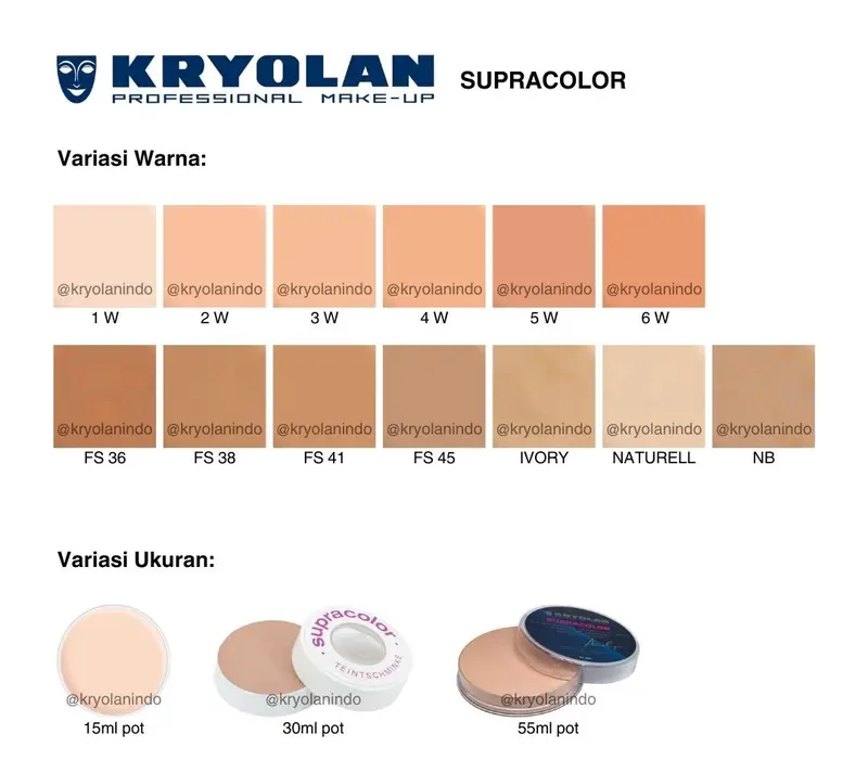 KRYOLAN Supracolor Cream Foundation BEST SELLER favorit MUA 1