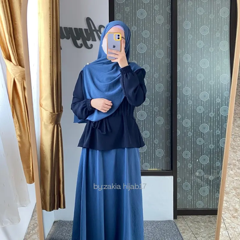 Set Gamis Remaja Zahra Cringkel Muslim Wanita Syari kombinasi 5