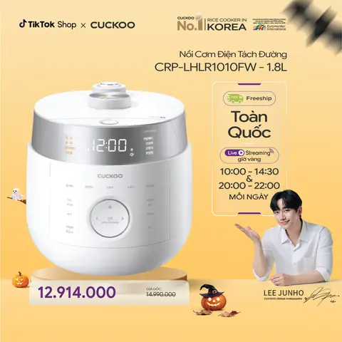 Nồi cơm điện Tách đường áp suất kép cao tần CUCKOO 1,8 lít CRP-LHLR1010FW - Phiên Bản Nội Địa- Nhiều chức năng nấu