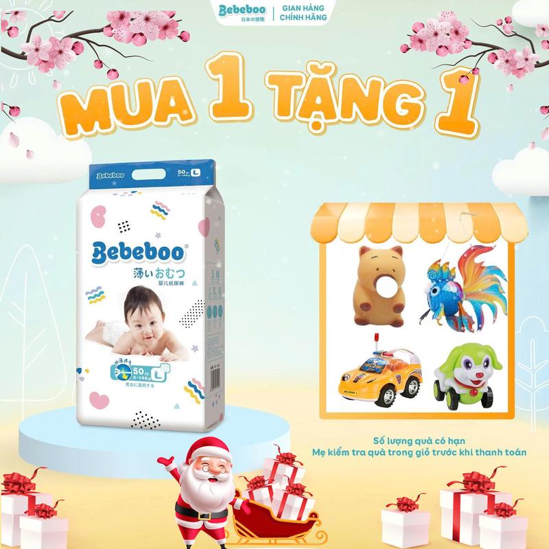   MUA 1 TẶNG 1 QUÀ  Tã Bỉm Dán Quần Bebeboo Nhật Bản mềm mịn thấm hút tốt đủ size NB80 S70 M60 L50 quà xinh cho bé 