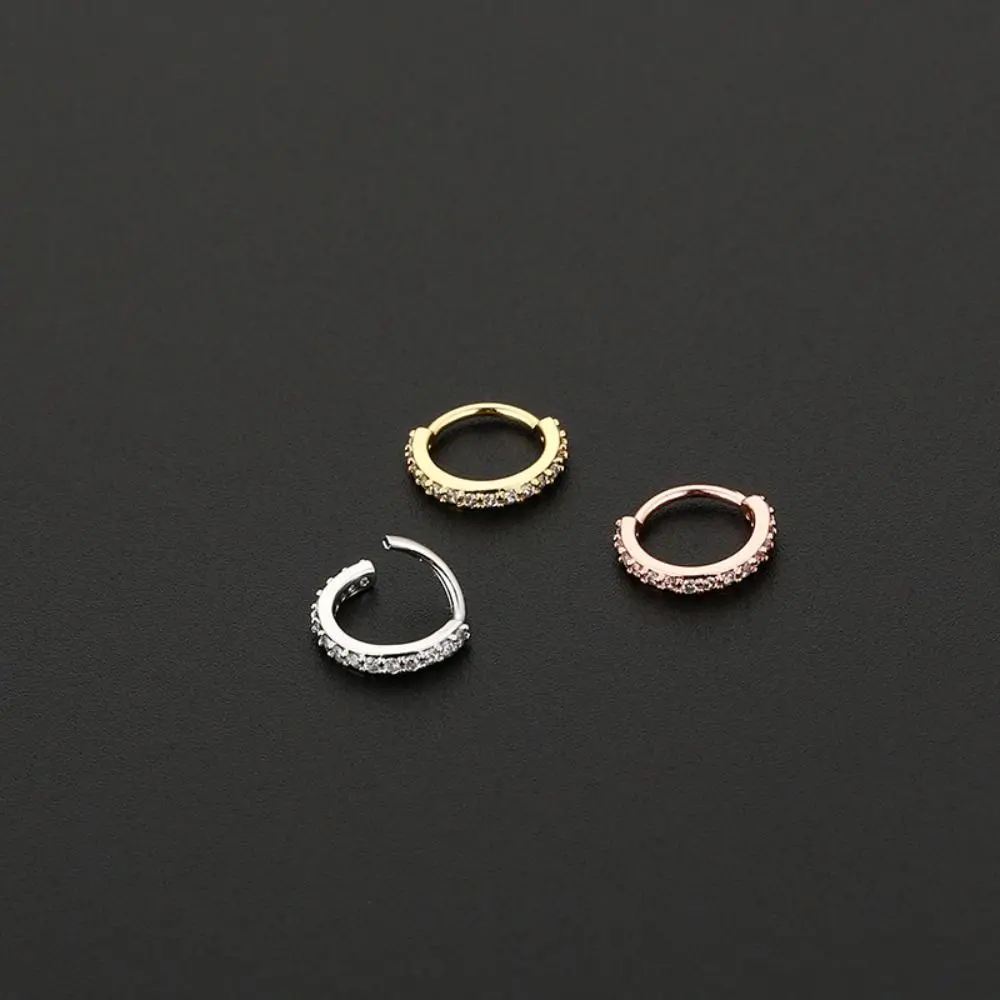 Cincin hidung padu bulat untuk wanita, tindik heliks hypoallergenic untuk rawan, perhiasan badan tembaga, keaslian, Eropah dan Amerika