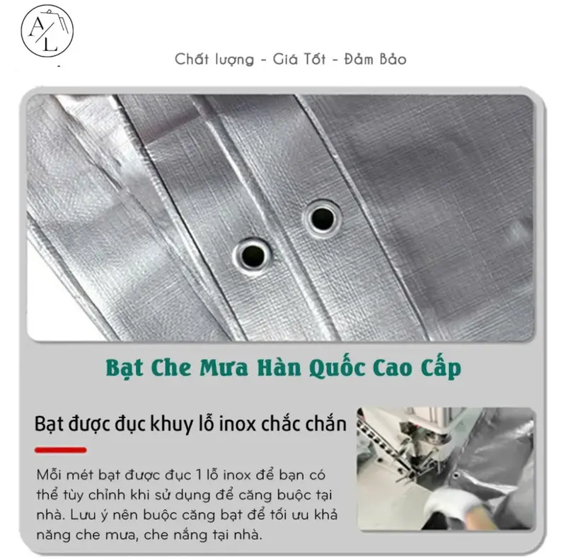 Bạt che mưa nắng khổ 4mx5m, Bạt che mưa 3 lớp, chống thấm nước, May viền khoen sẵn - Tặng kèm móc Chống Nước bạt che bạt che mái che mái che 4