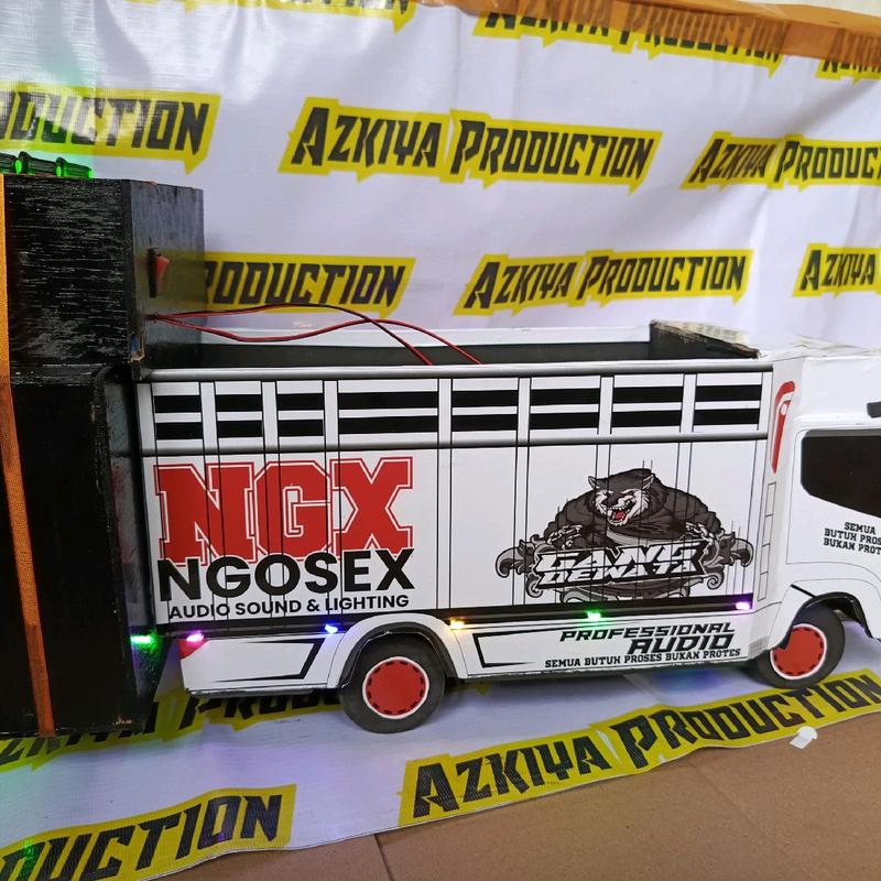Truk Miniatur Sound Horeg Nanda Audio NGX Ngose Truck Led Lampux Sudah Bluetooth Mainan - Toy bak dump 5
