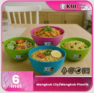 Promo 3 Pcs Mangkuk Lily Koi Mangkok Ramen Pelangi Plastik BPA FREE 1000 ml Bowl Makan Bowl Makan