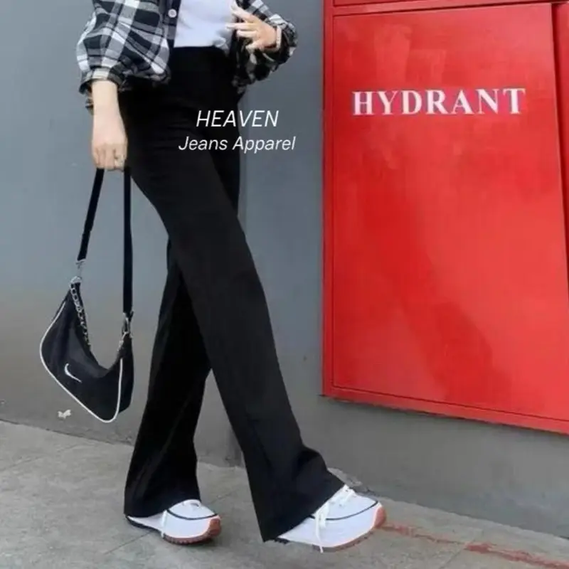 Celana Highwaist Cutbray Jeans Loose   Panjang Wanita Korean Style Denim Melar Kekinian Cewek 3