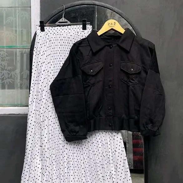 ZNZ COLLECTION-One set jaket olin-Jaket dan Rok- Lengan panjang Bunga Setelan 2