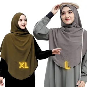 Pashmina Oval Crinkle Airflow Size L dan XL Jumbo Jilbab Muslim Wanita Syari Kerudung Syal Panjang non Instan Material Premium Tegak di Dahi Lembut dan Jatuh Tidak Usah Disetrika