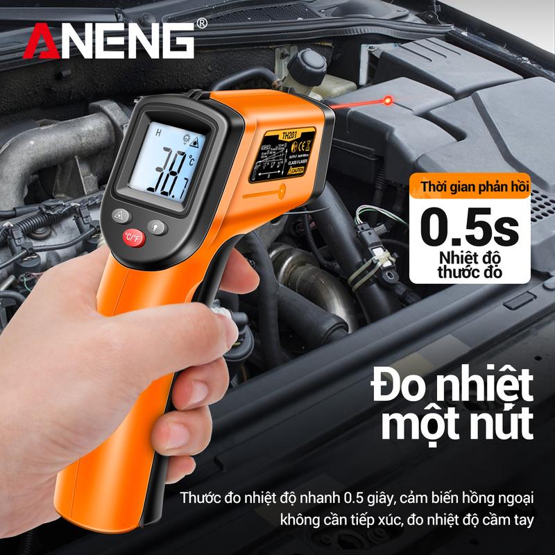 ANENG Máy Đo Nhiệt Độ Laser TH201 Độ Nhạy Cao Màn Hình Có Đèn Nền Sáng Chính Xác Cao Thấp HÀNG CHÍNH HÃNG