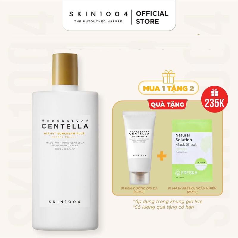 [KOL][Tặng 1 kem dưỡng 30ml+1 mask Freska] Skin1004 Kem chống nắng vật lí Madagascar Centella Air-Fit SunCream Plus SPF50+PA++++ 50ml