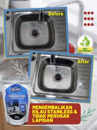 Gambar Mr Blinkz Serbuk Pembersih Kerak Stainless Kran Kitchen Sink Bak Cuci Piring Mr.Blinkz Stainless Steel Powder Cleaner MrBlinkz Serbuk Ajaib Pembersih Karat Pembersih Wajan Gosong Pagar Stainless 350gr dari Mr Blinkz Indonesia Kab. Malang 3 Tokopedia