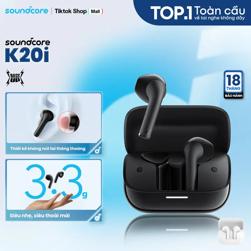 Tai nghe Bluetooth Semi In-Ear Soundcore K20i (A3994) Siêu gọn nhẹ Chống nước IPX5- Dịch thuật AI trên App- Tai nghe không dây- Tai nghe bluetooth pin trâu Bảo hành 18 tháng Hàng chính hãng | BigBuy360 - bigbuy360.vn Tai nghe Bluetooth Semi In-Ear Soundcore K20i (A3994) Siêu gọn nhẹ Chống nước IPX5- Dịch thuật AI trên App- Tai nghe không dây- Tai nghe bluetooth pin trâu Bảo hành 18 tháng Hàng chính hãng | BigBuy360 - bigbuy360.vn