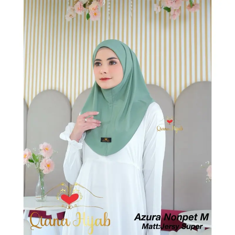 Paket murah khusus 12.12 per 3pcsHijab Bergo Instan Azura nonpet Wanita Muslim Lembut Kerudung Woven Yarn Dyed Fabric Beige Grey Instant Hijab Mesin Dicuci Wine Khimar Panjang Syari 5