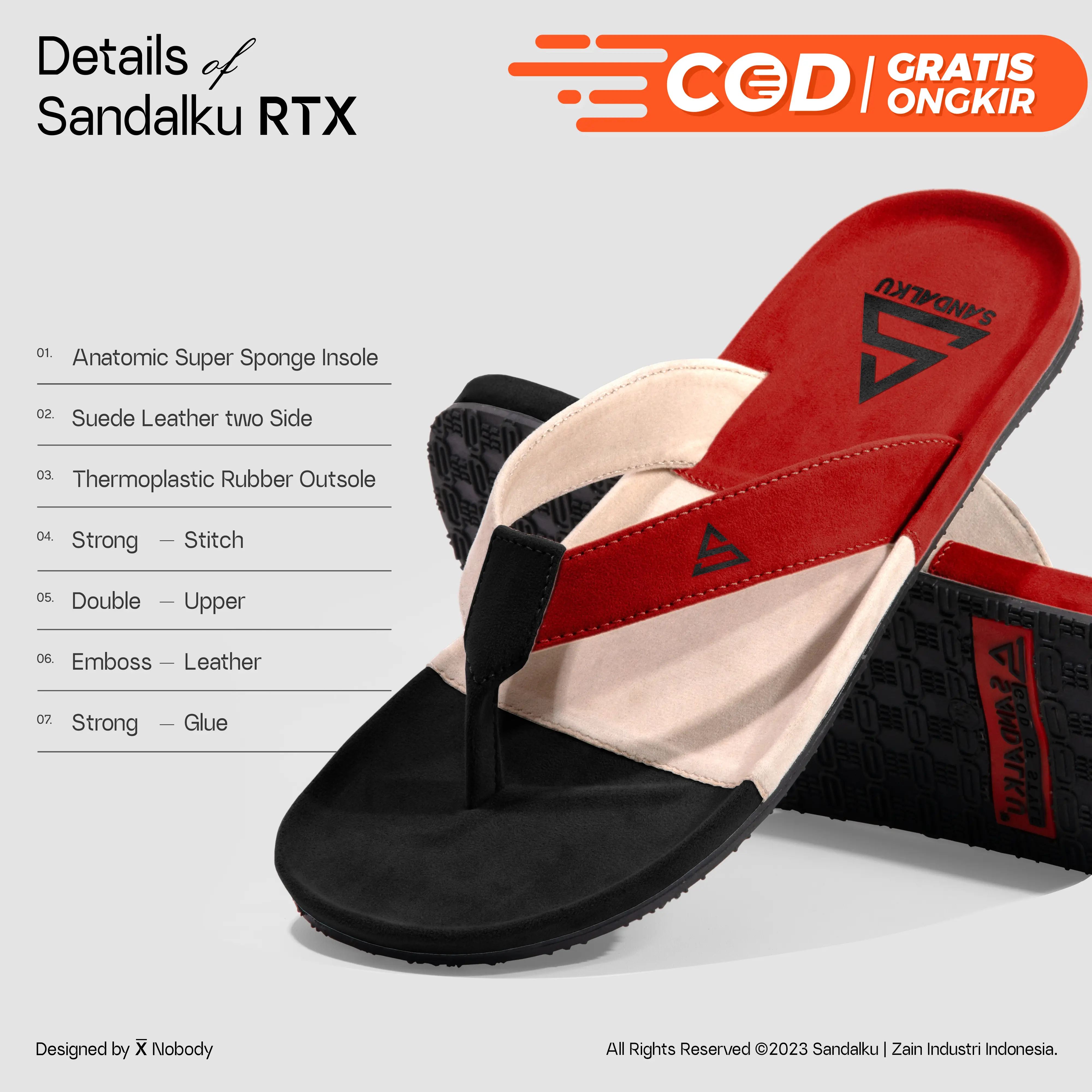 Sandalku - Sandal Pria Flipper RTX Red