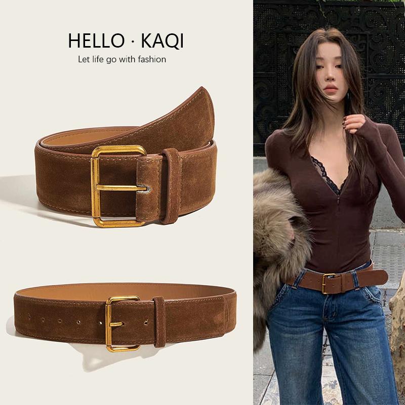 Thắt Lưng Bản Rộng, Màu Nâu Da Lộn Cổ Điển Thích Hợp Cho Phụ Nữ, Thắt Lưng Trang Trí Phụ Kiện Mới 2025, Có Thể Kết Hợp Với Chân Váy, Quần Jean, Áo Khoác thắt  lưng  đính  đá  nữ