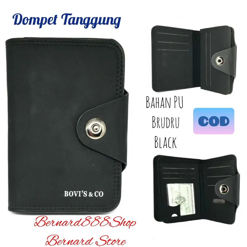 Dompet Pria Dompet Ukuran 3/4 Dompet Tanggung Kancing Magnit Dengan Pilihan Tiga Warna Kartu Kulit Uang 2