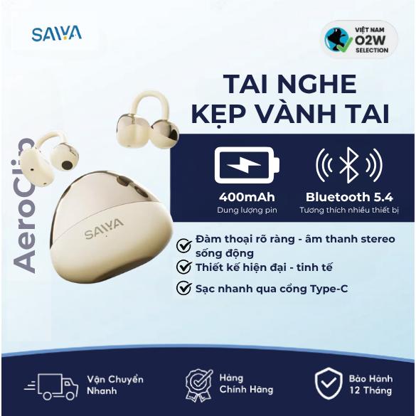[SIÊU SALE] Tai nghe bluetooth SAIYA AEROCLIP kep vành tai, bluetooth 5.4, âm thanh stereo, pin dung lượng lớn - Chính hãng bảo hành 6 tháng