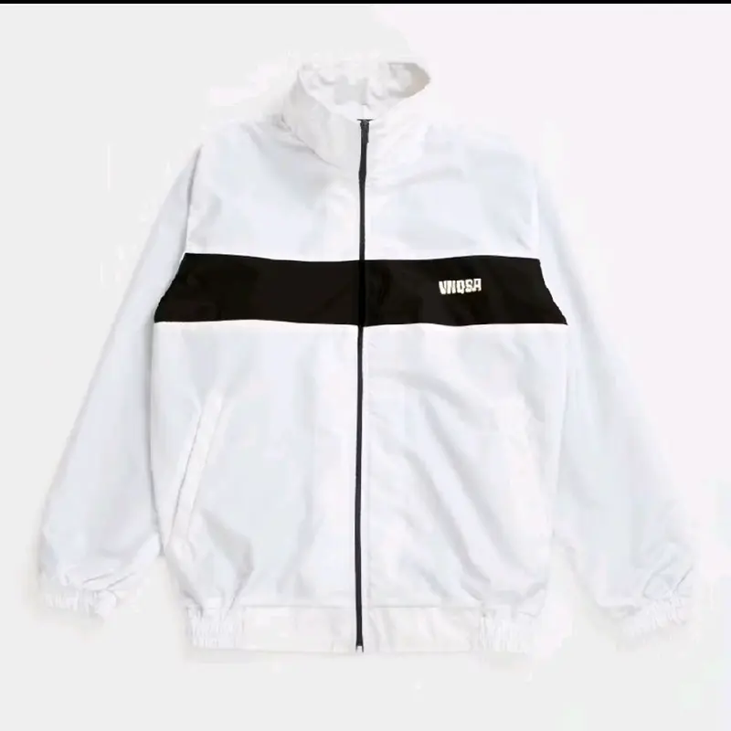 Jaket Vintage Tracktop Pria Wanita Putih Hitam Winbreakers Waterproof 4