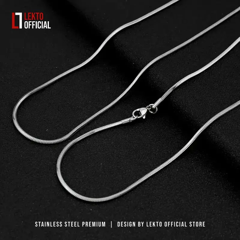 Kalung Titanium Anti Karat Selamanya Uniseks Pria Wanita Terlaris Motif Kotak SIERRA Monel Silver Pelapisan Logam Elegan 6