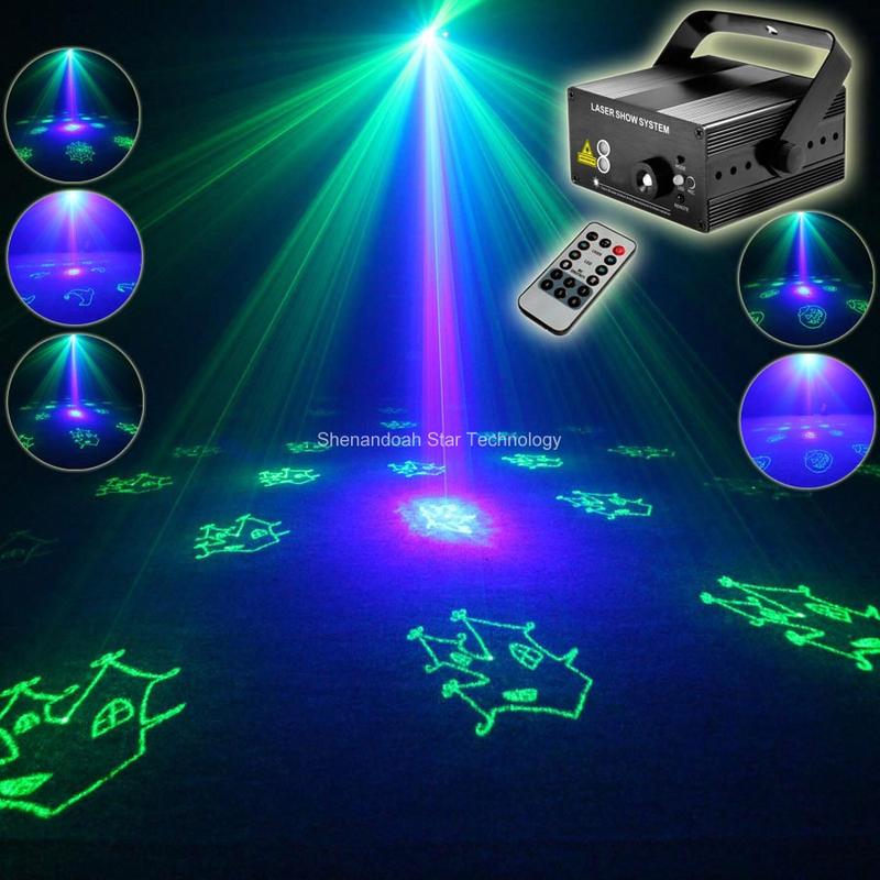 ESHINY Remote Mini Blue Led Green Blue Laser 24 Halloween Patterns ...