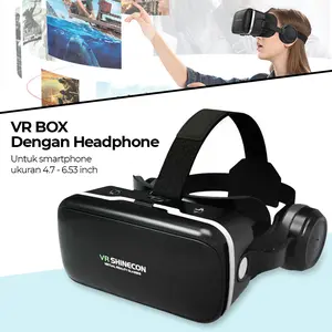 VR Box Kacamata Virtual Reality Dilengkapi Headphone