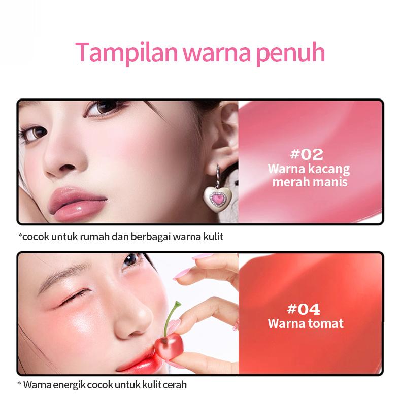 BOQILYNE 2-in-1 Lip & Cheek Gel! Sapuan Mudah, Warna Glow – Tahan Lama Anti Lengket	 Bibir Kosmetik Lipstik