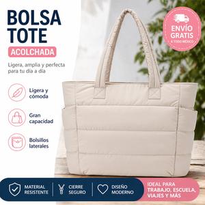Bolso tote acolchado de color liso, bolso de hombro ligero con diseño estilo plumón para viajes y trabajo, bolso casual, de tendencia y versátil, de alta calidad para desplazamientos diarios, bolsos para mujer