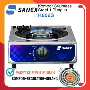 Kompor Gas 1 Tungku Stainless Sanex K 808 S(+)SELANG PAKET REGULATOR
