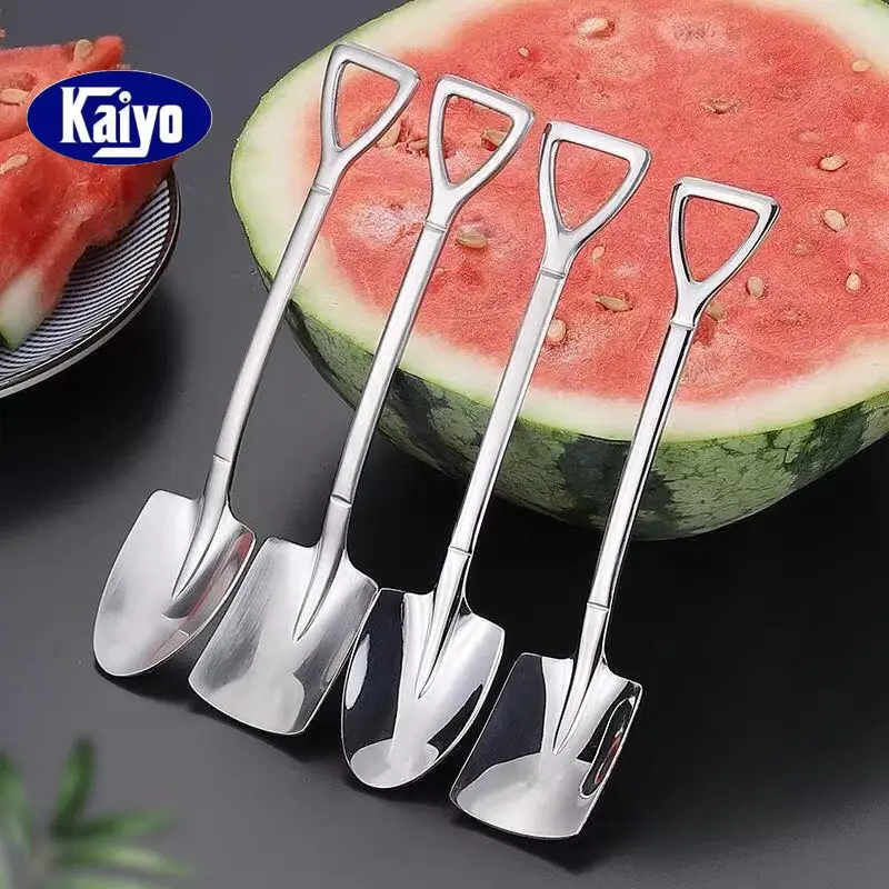 Kaiyo Muỗng Xẻng Xúc Kem Cà Phê Hình Dưa Hấu Thép Không Gỉ 410 Sáng Tạo Dễ Thương Bề Mặt Mịn Kích Thước 15 5 X 3 2cm Mũi Nhọn 15 2 X 3 1cm Dày Tinh Tế Dễ Làm Sạch