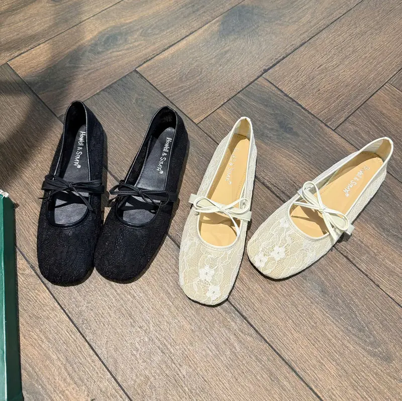 ( Deal Sale )GB-22 chân gầy lùi 1 size Giày bệt nữ hoa ren quai chun gắn no T525 mã GB-22